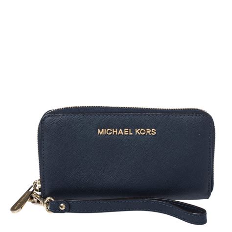 michael kors wristlet wallet navy blue|Michael Kors wristlet sale.